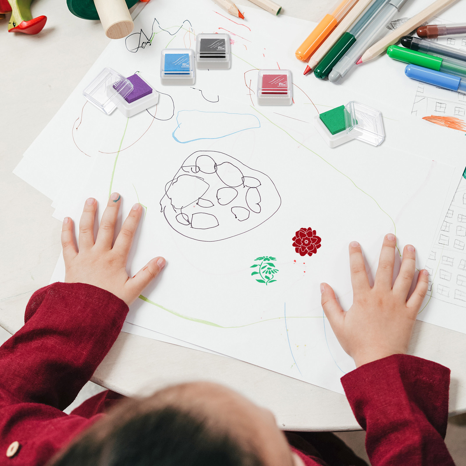 Art And Craft For Nursery - 5 ชิ้น แผ่นหมึกปั๊มแห้งเร็ว สำหรับกิจกรรมสร้างสรรค์ของเด็ก งานฝีมือ DIY